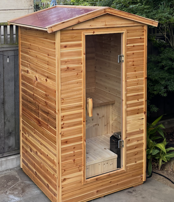 Anywhere Sauna exterior in a backyard
