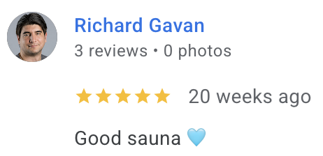 Google review: Good sauna.